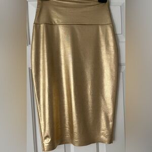 Norma Kamali Gold Pencil Skirt